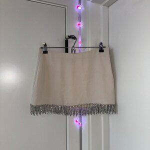 majorelle crystal fringe mini skirt